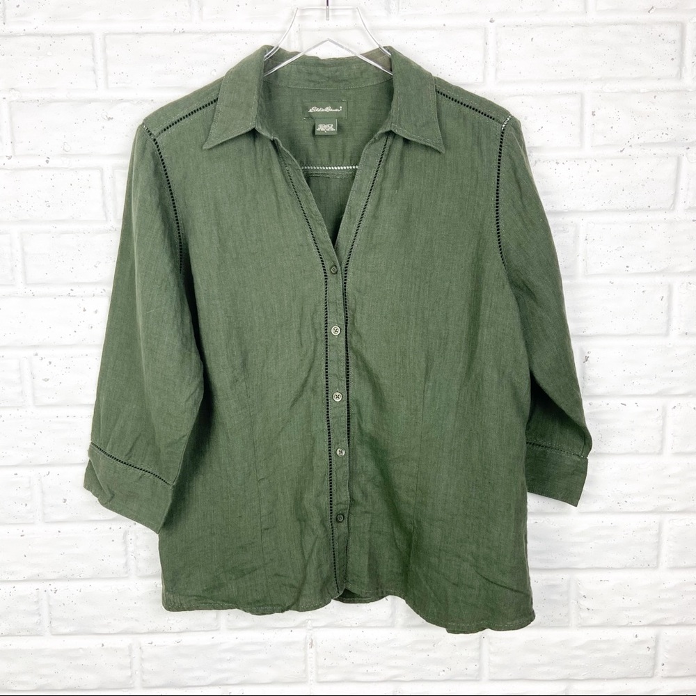 EDDIE BAUER Linen Button up top | Lagenlook